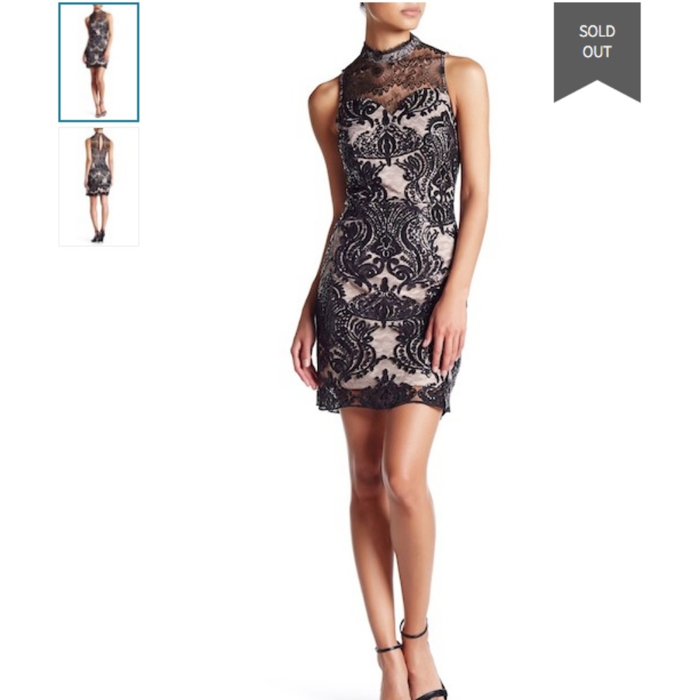 Soieblu Women's Sequin & Lace High Neck Dress